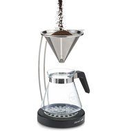 Osaka Pour-Over Coffee Dripper with Wood Stand - Full Brewing Set for a Homemade Pourover. &quot;Lake Mashu&quot; (Natrual) N18