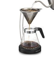 Osaka Pour-Over Coffee Dripper with Wood Stand - Full Brewing Set for a Homemade Pourover. &quot;Lake Mashu&quot; (Natrual) N19