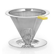 BCI Coffee Master Stainless Steel Paperless Reusable Cone Dripper Double Mesh Pour Over Coffee Maker Filter with... N8