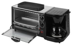 Kalorik Breakfast Set: 3-In-1 Coffee Maker/Oven/Griddle, Stainless/Black N2