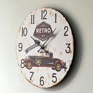 Retro Bubble Car Large Wall Clock Decorative Mute Wood Circular Clocks hotel restaurant Home Decoration N2
