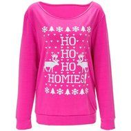 Xmas Pullover Shirt,Morecome Womens Christmas Printing Off Shoulder Sweatshirt (XL, Green) N39