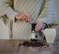 The Abundant Kitchen Slim Coffee Grinder with Burr Spice Mill and Glass Bottom N5