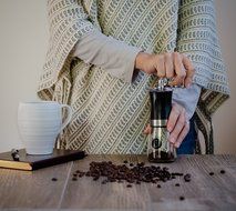 The Abundant Kitchen Slim Coffee Grinder with Burr Spice Mill and Glass Bottom N6