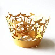 WINOMO 50pcs Cupcakes Cases Love Hollow Out Paper Cake Wrappers Muffin Cases Baking Cup Case Wedding Party Decor... N3
