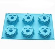X-Haibei Cyclones Cookie Heart Mini Original Bundt Cake Pan Gelatina Silicone Baking Mold N2