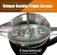 TAOindustry French Press Coffee Maker Double Wall Stainless Steel - Heat Resistant Columbia 8-Cup 1 Liter + FREE... N8