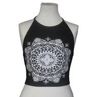 PHOTNO Womens Mandala Print Sleeveless Halterneck Tank Crop Tops Vest Blouse T-Shirt N3