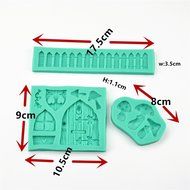 TANGCHU Fairy Garden Gnome Home Fence Door Window Mushroom Silicone Cake Fondant Chocolate Molds Decoration Tools N2