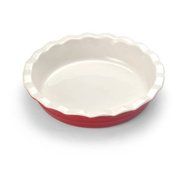 Durable And Stylish Oven To Table Glazed Red Ceramic Deep Pie Dish By Farberware Baker's Advantage N2