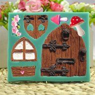TANGCHU Fairy Garden Gnome Home Fence Door Window Mushroom Silicone Cake Fondant Chocolate Molds Decoration Tools N3
