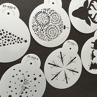 Y&amp;XL&amp;H 6pcs/lots Merry Christmas Deer Decorative Cookies Stencil Plastic Stencil for Coffee N3