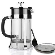 Zestkit French Press Coffee Tea Makers, 1 Liter 34 oz, Heat Resistant Glass and Stainless Steel, Black/Silver N4