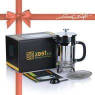 Zestkit French Press Coffee Tea Makers, 1 Liter 34 oz, Heat Resistant Glass and Stainless Steel, Black/Silver N5