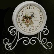 European Pastoral Style Metal Standing Desk Clock Home Decoration Table Clock N2