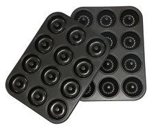 Webake 2-Pack 12 Cavity Mini Bundt Cake Pan and 12 Cavity Donut Cake Pan, Non-stick N5