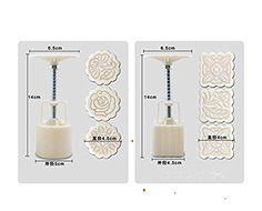 LMS Party Moon Cake Mold - 12 Stamps and 4 Sets - Mid Autumn Festival DIY Decoration - 50g/100g - White N6