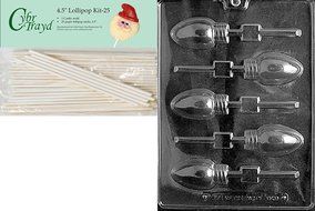 Cybrtrayd 00045St25-C439 Christmas Bulb Lolly Chocolate/Candy Mold with 25 4.5-Inch Lollipop Sticks