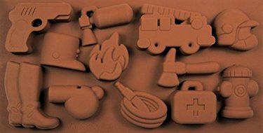 Police &amp; Fire Things 12 Cavity Silicone Mold for Fondant, Gp, Chocolate, Crafts