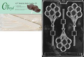 Cybrtrayd 45St25-K010 Bunch of Balloons Lolly Kids Chocolate Candy Mold with 25 Cybrtrayd 4.5-Inch Lollipop Sticks