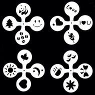 Sher (Pattern is random)16PCS/Set New Creative Plastic Garland Mold Thick Coffee Foam Template Cappuccino Barista N2