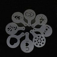 Sher (Pattern is random)16PCS/Set New Creative Plastic Garland Mold Thick Coffee Foam Template Cappuccino Barista N3