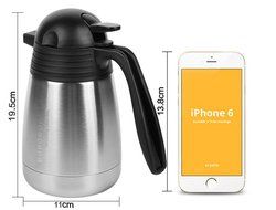 BOBOROOM 600ml Double Wall Vacuum Insulated 304 Stainless Steel Thermal Carafe / Coffee Pot, with Thumb Press... N2
