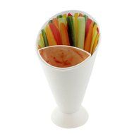 uxcell Kitchen Fries Chips Appetizer Dipping Cone Stand Holder Cup White