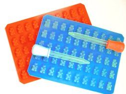 Status Kitchen 50 Cavity Gummy Bear Candy Mold WITH EASY FILL JELLO SHOT SYRINGE. 50 Mini Gummy Candy Bears or... N5