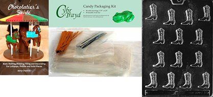 Cybrtrayd K016 Cowboy Boots Chocolate Candy Mold with Exclusive Cybrtrayd Copyrighted Chocolate Molding Instructions