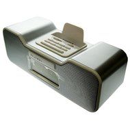 Fashionation FN-CR8060 Portable Alarm Clock Radio for iPod w/Dock Connector (Silver)