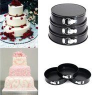 3 Round Non Stick Tins Bakeware Springform Tray Pan Baking Cake Mould
