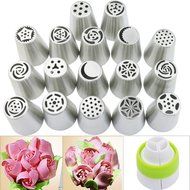 DDbest Russian Piping Tips 18 Pcs/SET - 17 Russian Tips+1 Tri-color Coupler - 304 Stainless Steel Large Size Icing... N5