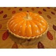 Deep Dish Ceramic Covered Pumpkin Pie Plate