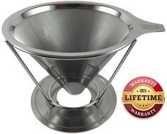 4 Cup Coffee Maker, Dual Mesh Pour Over Clever Coffee Dripper To Extract Most Flavors! Lifetime Warranty, Stainless... N6