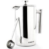 LINKYO French Coffee Press - Stainless Steel Coffee Maker 34oz, 1L N14