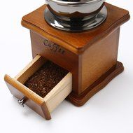 Manual Wooden Coffee Mill Grinder Vintage Style Coffee Bean Grinder with Drawer N5