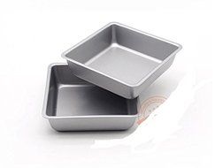 Astra Gourmet Mini 4-Inch Non-Stick Square Cake Pan, Set of 4(Silver) N7