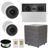 Theater Solutions 5.1 Home Theater 8" and 6.5" Speakers with Center 10" Powered Sub and More TS6C8CL51SET4