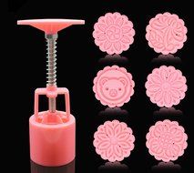 Round Shape Moon Cake Pastry Mold Hand Pressure 50g One Barrel 6 Flower piece baking mold for Mid-Autumn N2