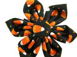 Halloween Flower Dog Collar/ Candy Corn Dog Collar and Flower by The Petal &amp; Bow (Candy Corn) N2