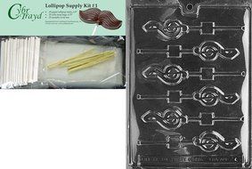 Cybrtrayd J004 G-Clef Lolly Chocolate Candy Mold with Exclusive Cybrtrayd Copyrighted Chocolate Molding Instructions N5