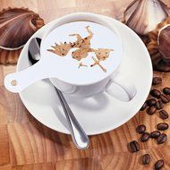 Christmas Designs PP Plastic Coffee Flowers Die Fancy Coffee Printing Template Model Milk Foam Spray Tool 8PCS... N8