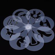 Christmas Designs PP Plastic Coffee Flowers Die Fancy Coffee Printing Template Model Milk Foam Spray Tool 8PCS... N12