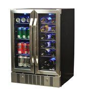 NewAir AWB-360DB 18 Bottle 60 Can Dual Zone Built-In WIne &amp; Beverage Cooler, StaInless Steel/Black N6