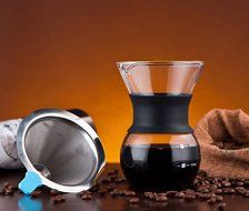 Diguo Pour Over Coffee Maker with Stainless Steel Permanent Filter Glass Coffee Maker Drip Pot (300ml/14oz/1-3... N14