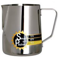 SMART PITCHER Espresso Coffee Milk Frothing Pitcher With Built-In Thermometer, Stainless Steel (20 oz) N6