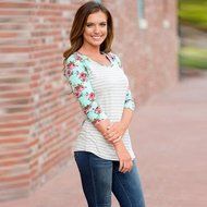 Pullover Blouse,Morecome Womens Ladies Floral Stripe Printing Round Neck Tops N4