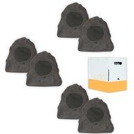 Theater Solutions 6R4L Outdoor Lava Rock 6 Speaker Set with Wire for Deck Pool Spa Patio Garden
