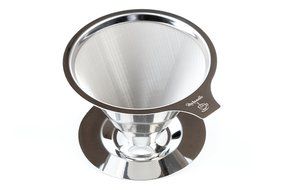 Maranello Caff&eacute; - Stainless Steel Pour Over Paperless Coffee Maker - Mesh Bottomed Cone Dripper and Cup Stand... N8